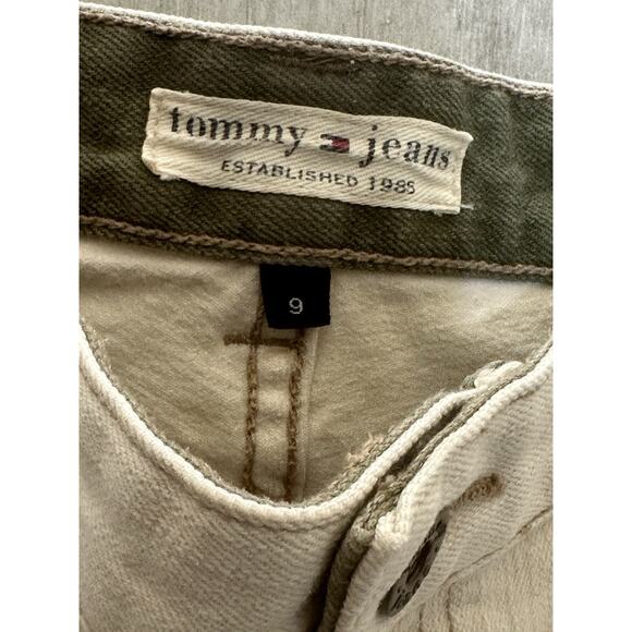 TOMMY HILFIGER Vintage Y2K Cream Jean Mid Rise Flare Pants Junior's Size 9 - Picture 5 of 5